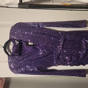 Center Stage Sequin Mini Dress - Purple